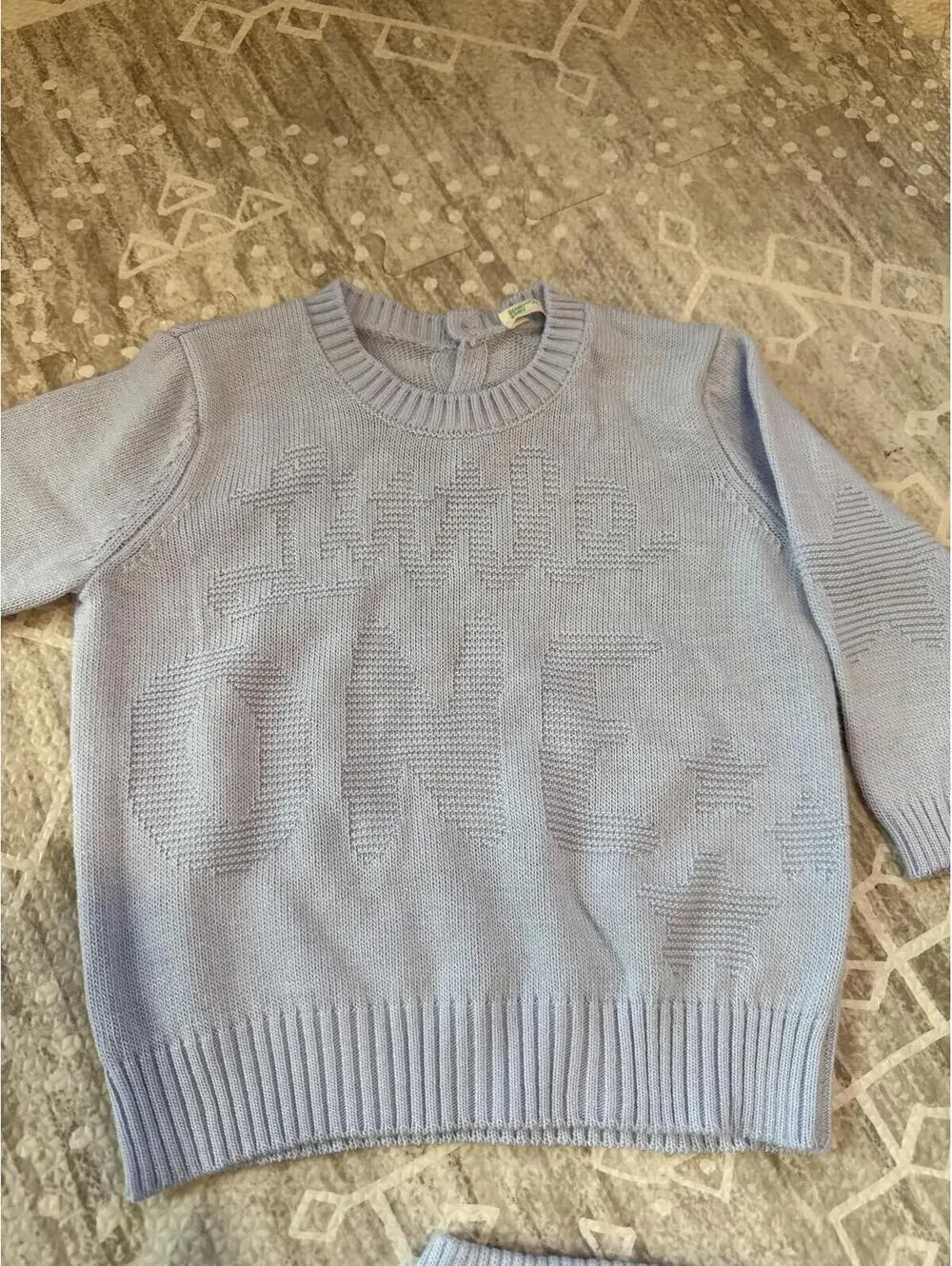 Benetton Baby Light Blue Knit Sweater and Pants Set Size 3-6 Months